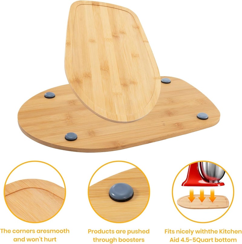 COOBL Bamboo Slider for KitchenAid 4.5-5 Qt Tilt Head Stand Mixer,Appliance Sliding Mat, Kitchen Countertop Storage Accessories Mixer Moving Tray Board Attachments - Image 3